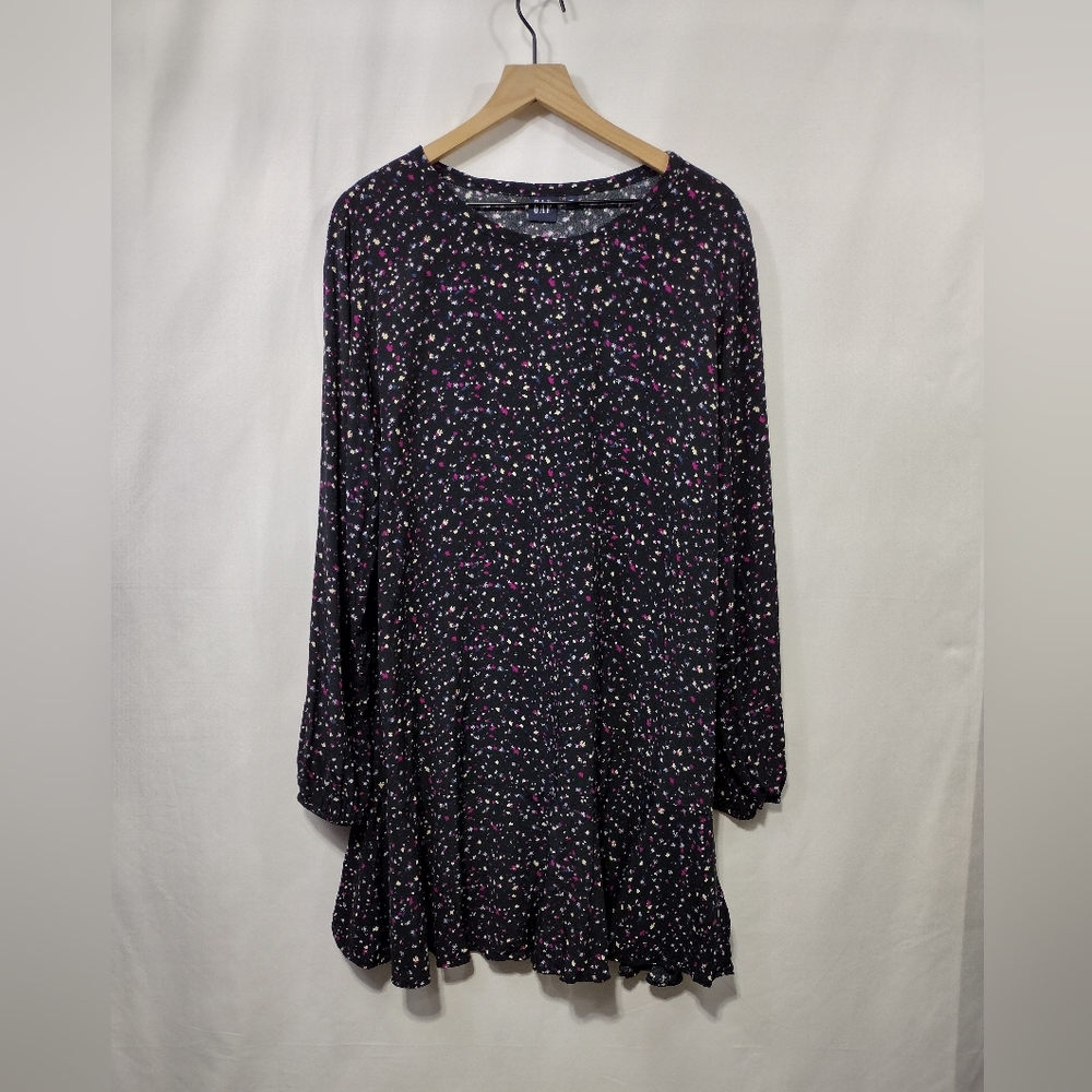Gap Flounce Hem Dress Women's XXL Black Cottagecore Peasant Retro 90s Y2K - Picture 2 of 10